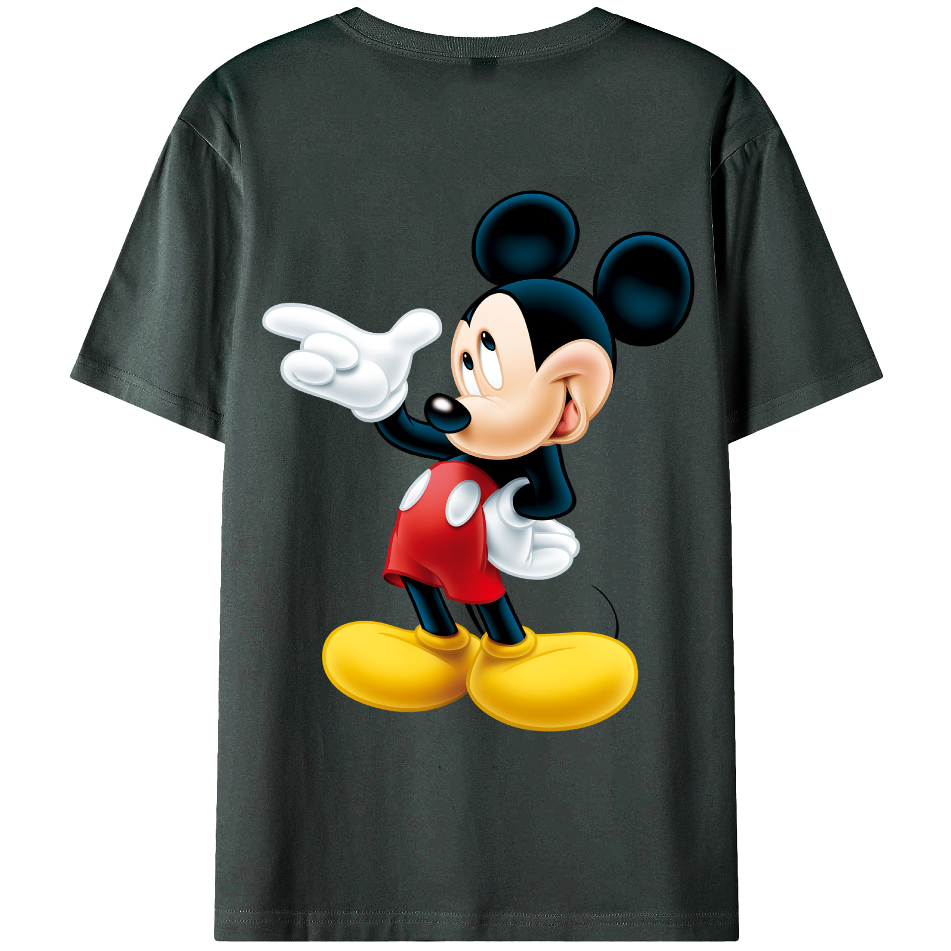 ミッキーマウス Mickey Mouse 綿100％ メンズ半袖Tシャツ（バックプリント） 通気性